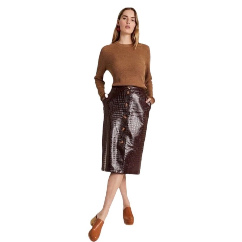Rachel Comey X Target Faux Crocodile Skin Pencil Skirt Chicory Coffee Size 8